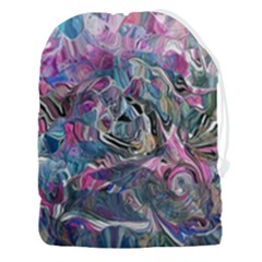Pink Swirls Flow Drawstring Pouch (3xl) by kaleidomarblingart