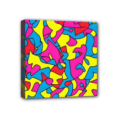 Colorful-graffiti-pattern-blue-background Mini Canvas 4  X 4  (stretched) by designsbymallika