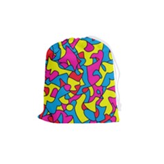 Colorful-graffiti-pattern-blue-background Drawstring Pouch (medium) by designsbymallika