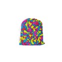 Colorful-graffiti-pattern-blue-background Drawstring Pouch (XS) View2
