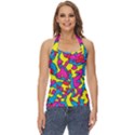 Colorful-graffiti-pattern-blue-background Basic Halter Top View1
