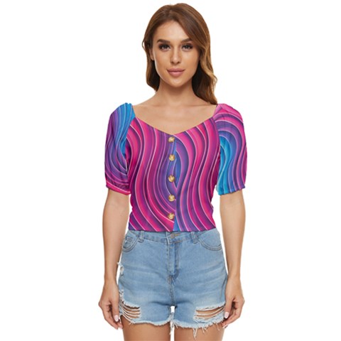 Spiral Swirl Pattern Light Circle Button Up Blouse by Ndabl3x