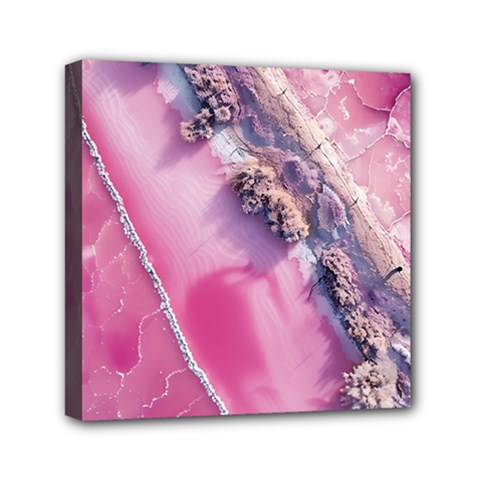 Texture Pink Pattern Paper Grunge Mini Canvas 6  X 6  (stretched) by Ndabl3x