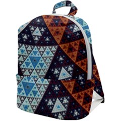 Fractal Triangle Geometric Abstract Pattern Zip Up Backpack by Cemarart