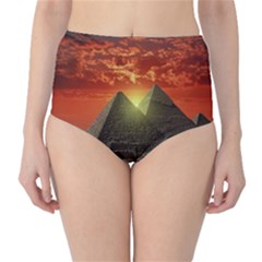 Pyramids Egypt Monument Landmark Sunrise Sunset Egyptian Classic High-waist Bikini Bottoms by Proyonanggan