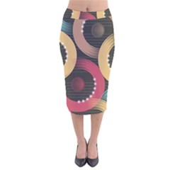 Circle Colorful Shine Line Pattern Geometric Velvet Midi Pencil Skirt by Proyonanggan