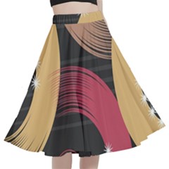 Circle Colorful Shine Line Pattern Geometric A-line Full Circle Midi Skirt With Pocket by Proyonanggan
