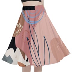 Abstract Boho Bohemian Style Retro Vintage A-line Full Circle Midi Skirt With Pocket by Proyonanggan
