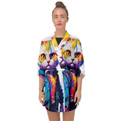 Wild Cat Half Sleeve Chiffon Kimono by Sosodesigns19