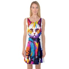 Wild Cat Sleeveless Satin Nightdress by Sosodesigns19