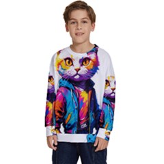 Wild Cat Kids  Crewneck Sweatshirt by Sosodesigns19