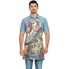 Paisley Print Musical Notes Kitchen Apron by RiverRootz