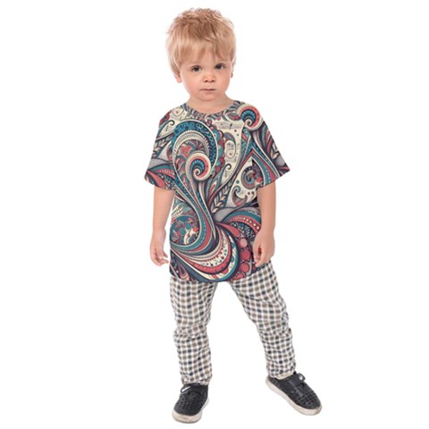 Paisley Print Musical Notes6 Kids  Raglan T-shirt by RiverRootz