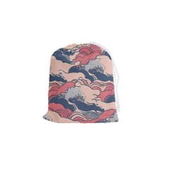 Waves Ocean Sea Water Pattern Rough Seas Digital Art Nature Nautical Drawstring Pouch (small) by Bedest