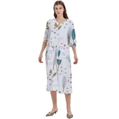 Pattern Sloth Woodland Women s Cotton 3/4 Sleeve Nightgown by Hannah976