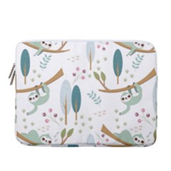 Pattern Sloth Woodland 14  Vertical Laptop Sleeve Case With Pocket by Hannah976