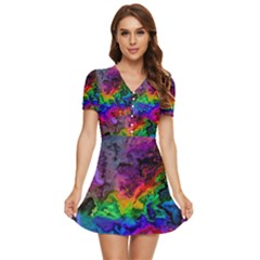 Pride Marble V-neck High Waist Chiffon Mini Dress by MRNStudios