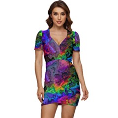 Pride Marble Low Cut Cap Sleeve Mini Dress by MRNStudios