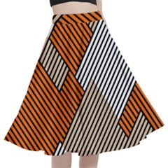 Abstract Pattern Line Art Design Decoration A-line Full Circle Midi Skirt With Pocket by Ravend