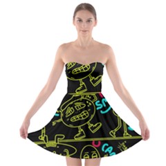 Keep Smiling Doodle Strapless Bra Top Dress by Cemarart