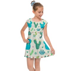 Cactus Succulents Floral Seamless Pattern Kids  Cap Sleeve Dress by Hannah976