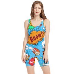 Comical Words Animals Comic Omics Crazy Graffiti Women s Wrestling Singlet by Bedest