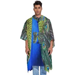 Peacock Bird Feathers Pheasant Nature Animal Texture Pattern Men s Hooded Rain Ponchos by Bedest