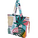 Abstract Seamless Pattern With Tropical Leaves Drawstring Tote Bag View1