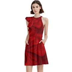 Lachs Kl Rotweissschwarz Kl Cocktail Party Halter Sleeveless Dress With Pockets by 2607694c