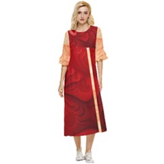Lachs Kl Rotweissschwarz Kl Double Cuff Midi Dress by 2607694c