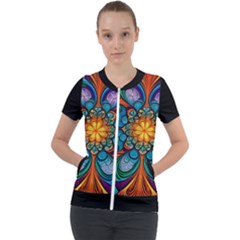 Schwarz Bunt Short Sleeve Zip Up Jacket by 2607694c
