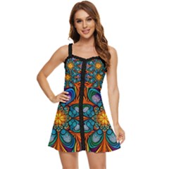 Schwarz Bunt Ruffle Edge Bra Cup Chiffon Mini Dress by 2607694c