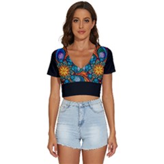 Schwarz Bunt V-neck Crop Top by 2607694c