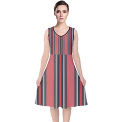 Streifen V-neck Midi Sleeveless Dress  by 2607694c