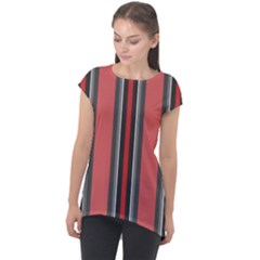 Rosa Grau Streifen Cap Sleeve High Low Top by 2607694c