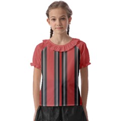 Rosa Grau Streifen Kids  Frill Chiffon Blouse by 2607694c