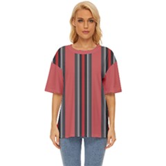 Rosa Grau Streifen Oversized Basic T-shirt by 2607694c