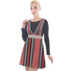 Rosa Grau Streifen Plunge Pinafore Velour Dress by 2607694c