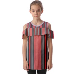 Rosa Grau Streifen Fold Over Open Sleeve Top by 2607694c