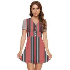 Rosa Grau Streifen V-neck High Waist Chiffon Mini Dress by 2607694c