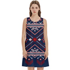 Ukrainian Folk Seamless Pattern Ornament Art Round Neck Sleeve Casual Dress With Pockets by Bedest