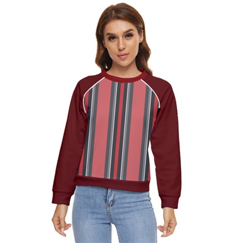 Dunkelrot4 Rosa Grau Streifen Dunkelrot3 Women s Long Sleeve Raglan T-shirt by 2607694c