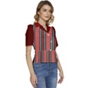 Dunkelrot4 Rosa Grau Streifen Dunkelrot3 Puffed Short Sleeve Button Up Jacket View3