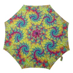 Fractal Spiral Abstract Background Vortex Yellow Hook Handle Umbrellas (large) by Ket1n9