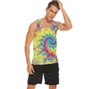Fractal Spiral Abstract Background Vortex Yellow Men s Wide Collar Tank Top View3