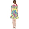 Fractal Spiral Abstract Background Vortex Yellow Inside Out Cap Sleeve Dress View2