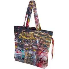 Water Droplets Drawstring Tote Bag by Azkajaya