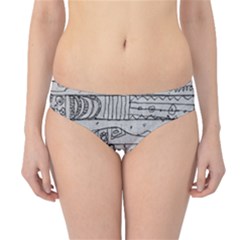 Black And White Hand Drawn Doodles Abstract Pattern Bk Hipster Bikini Bottoms by dflcprintsclothing