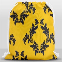 Yellow Regal Filagree Pattern Drawstring Bag (large) by Azkajaya
