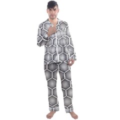 Halftone Tech Hexagons Seamless Pattern Men s Long Sleeve Satin Pajamas Set by Ket1n9